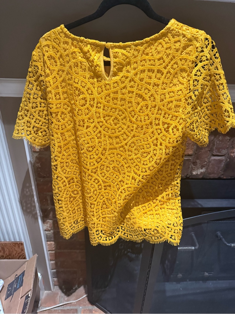 Philosophy Scalloped Boho Floral Lace Short Sleeve Blouse Medium - Picture 3 of 3